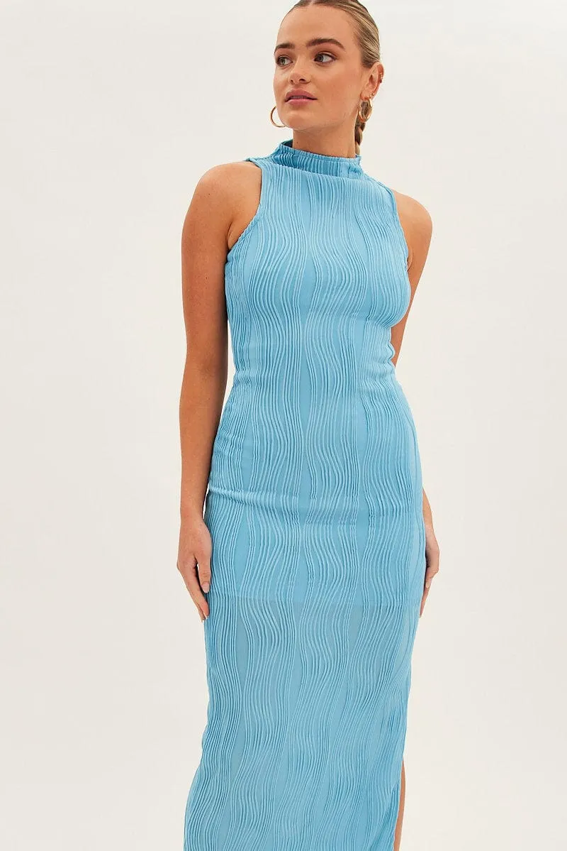 Blue Maxi Dress High Neck Sleeveless sold by Ally Fashion product image thumbnail 2