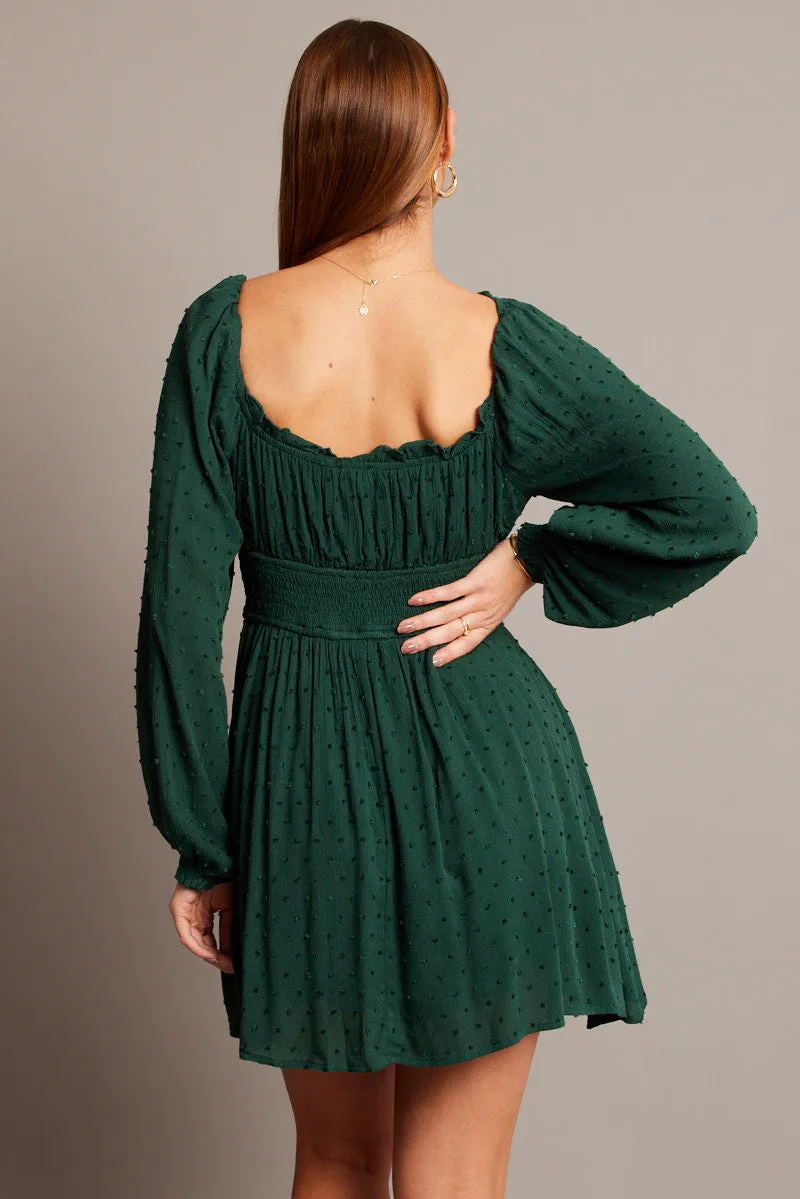 Green Fit And Flare Dress Long Sleeve Mini sold by Ally Fashion product image thumbnail 5