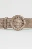 Grey Faux Croc Leather Round Buckle Belt sold by Ally Fashion