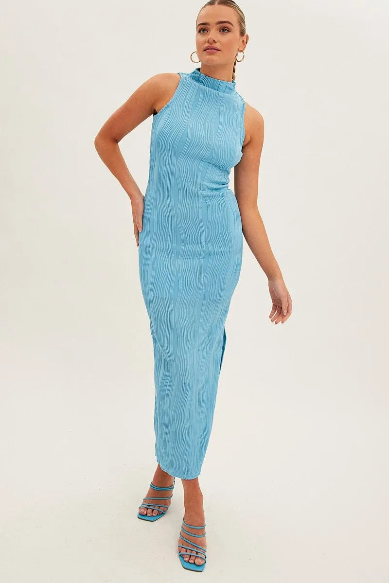 Blue Maxi Dress High Neck Sleeveless sold by Ally Fashion product image thumbnail 3