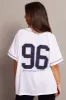 White Graphic Tie Up Top Short Sleeve Mesh sold by Ally Fashion