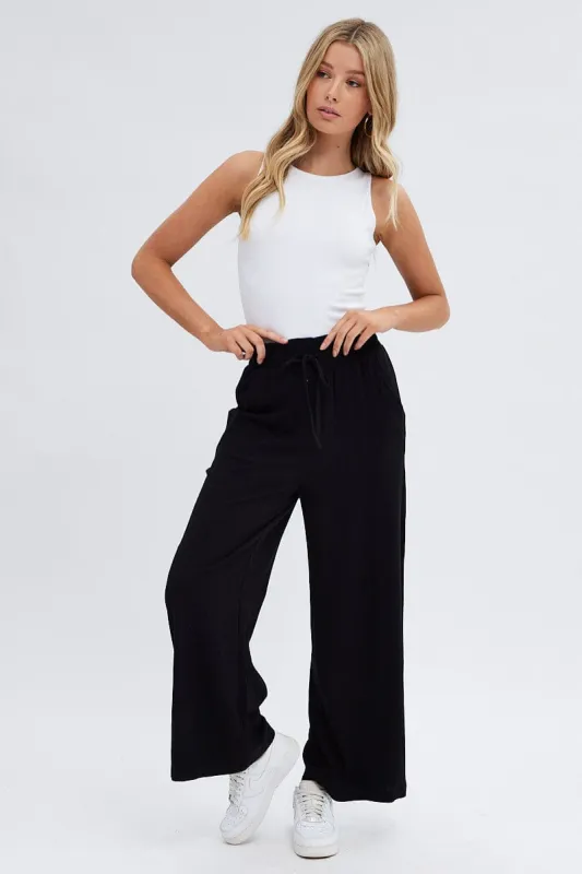 Black Wide Leg Pants High Rise sold by Ally Fashion