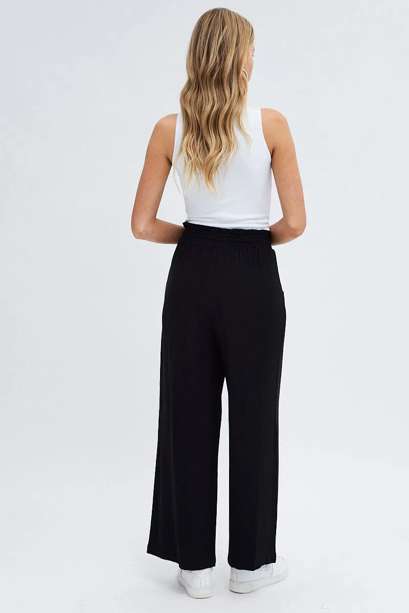 Black Wide Leg Pants High Rise sold by Ally Fashion product image thumbnail 5