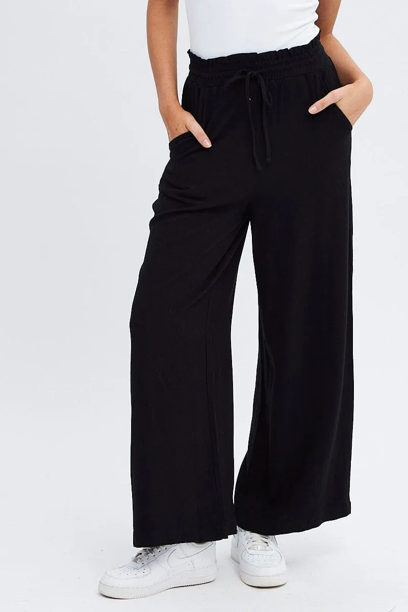 Black Wide Leg Pants High Rise sold by Ally Fashion product image thumbnail 2