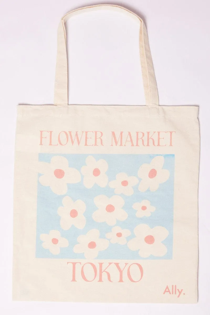 Multi Print Tote Bag Printed Flower Market sold by Ally Fashion