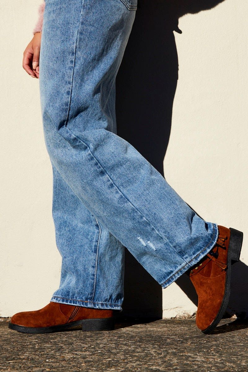 Brown Suedette Buckle Slouch Boots sold by Ally Fashion product image thumbnail 2