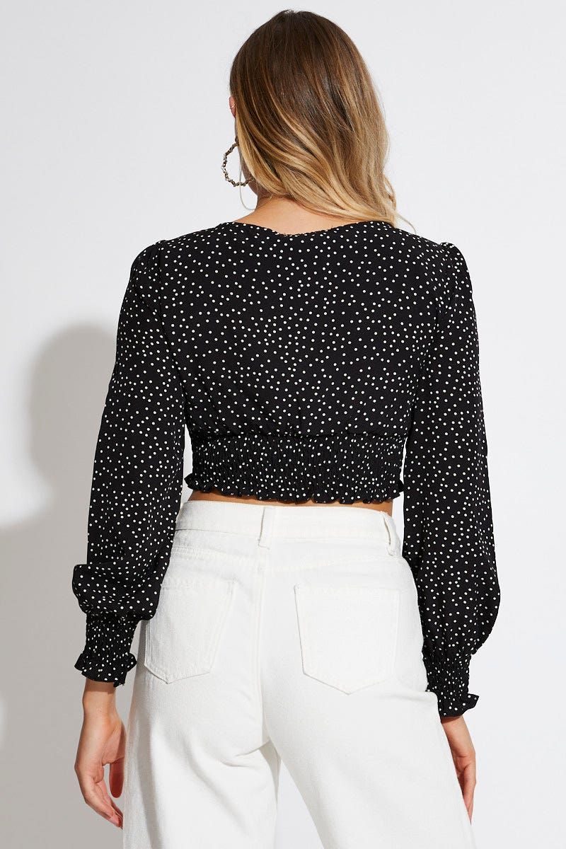Print Crop Top Long Sleeve Square Neck sold by Ally Fashion product image thumbnail 4