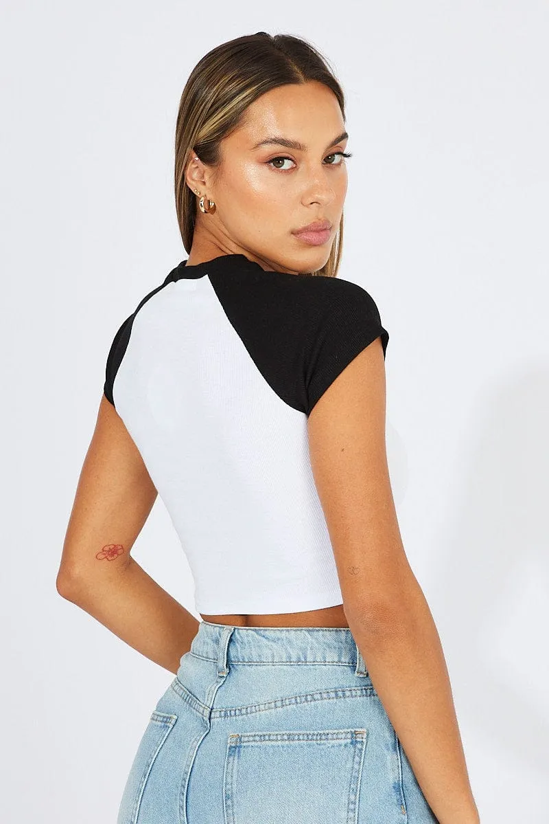 White Graphic Tee Crop Short Sleeve sold by Ally Fashion product image thumbnail 5