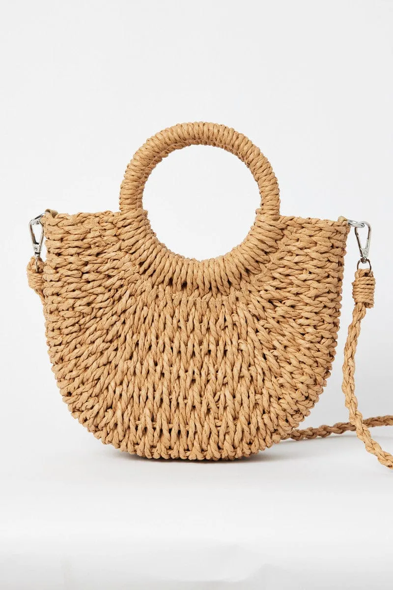 Beige Straw Crossbody Bag sold by Ally Fashion