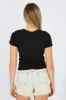 Black Longline T Shirt Short Sleeve Crew Neck sold by Ally Fashion