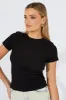 Black Longline T Shirt Short Sleeve Crew Neck sold by Ally Fashion