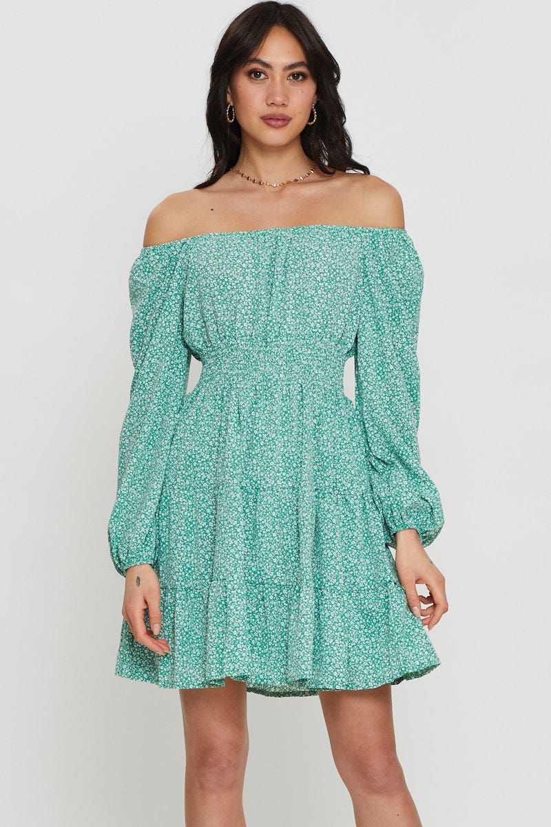 Print Mini Dress Long Sleeve sold by Ally Fashion