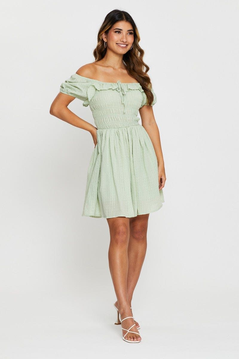 Green Mini Dress Ruffle Skater sold by Ally Fashion product image thumbnail 2