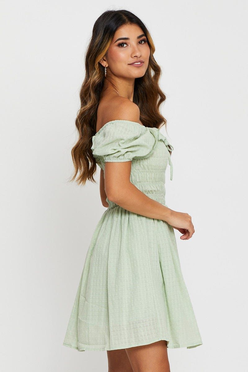 Green Mini Dress Ruffle Skater sold by Ally Fashion product image thumbnail 7