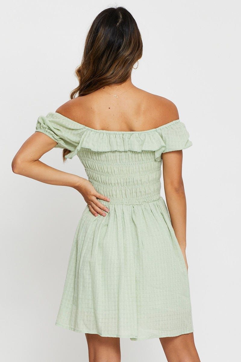 Green Mini Dress Ruffle Skater sold by Ally Fashion product image thumbnail 4