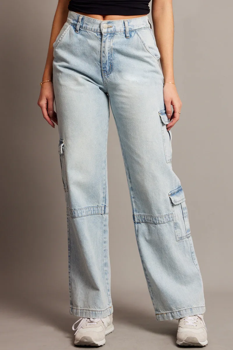Denim Cargo Jean Mid Rise sold by Ally Fashion product image thumbnail 3