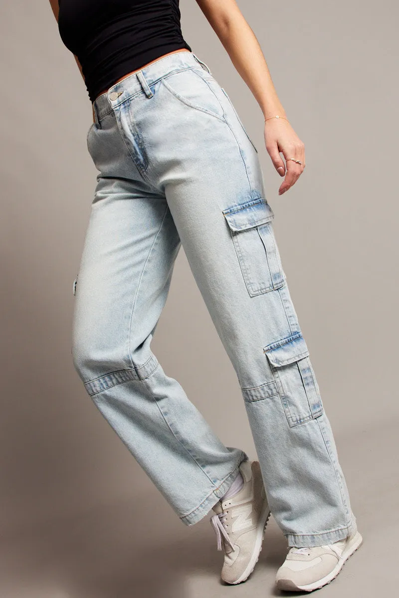Denim Cargo Jean Mid Rise sold by Ally Fashion