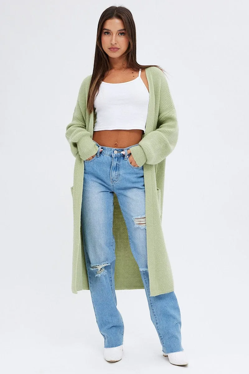 Green Longline Cardigan sold by Ally Fashion
