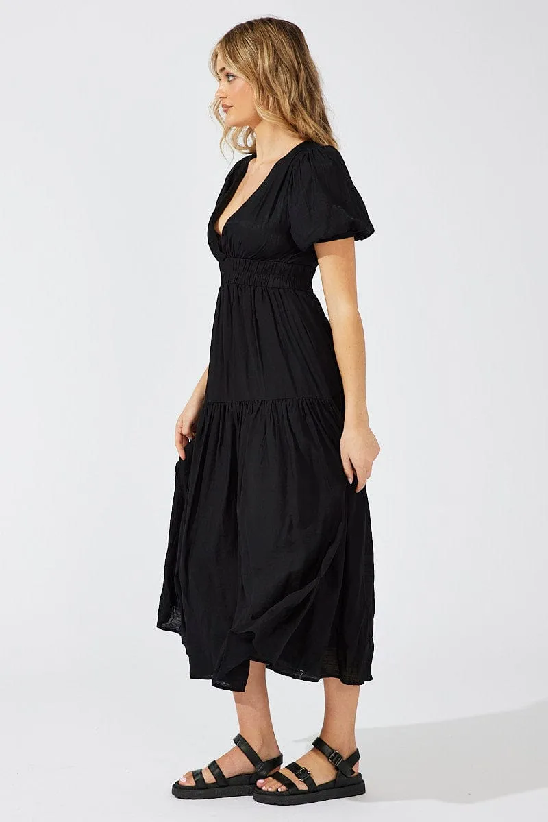 Black Maxi Dress Puff Sleeve sold by Ally Fashion product image thumbnail 4