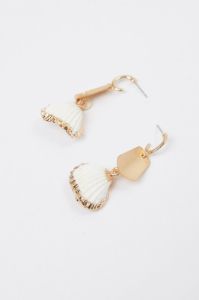 Gold Shell Drop Hoop Earrings sold by Ally Fashion