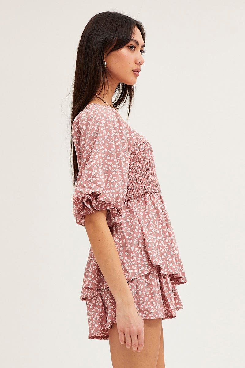 Print Playsuit Short Sleeve Square Neck sold by Ally Fashion product image thumbnail 4