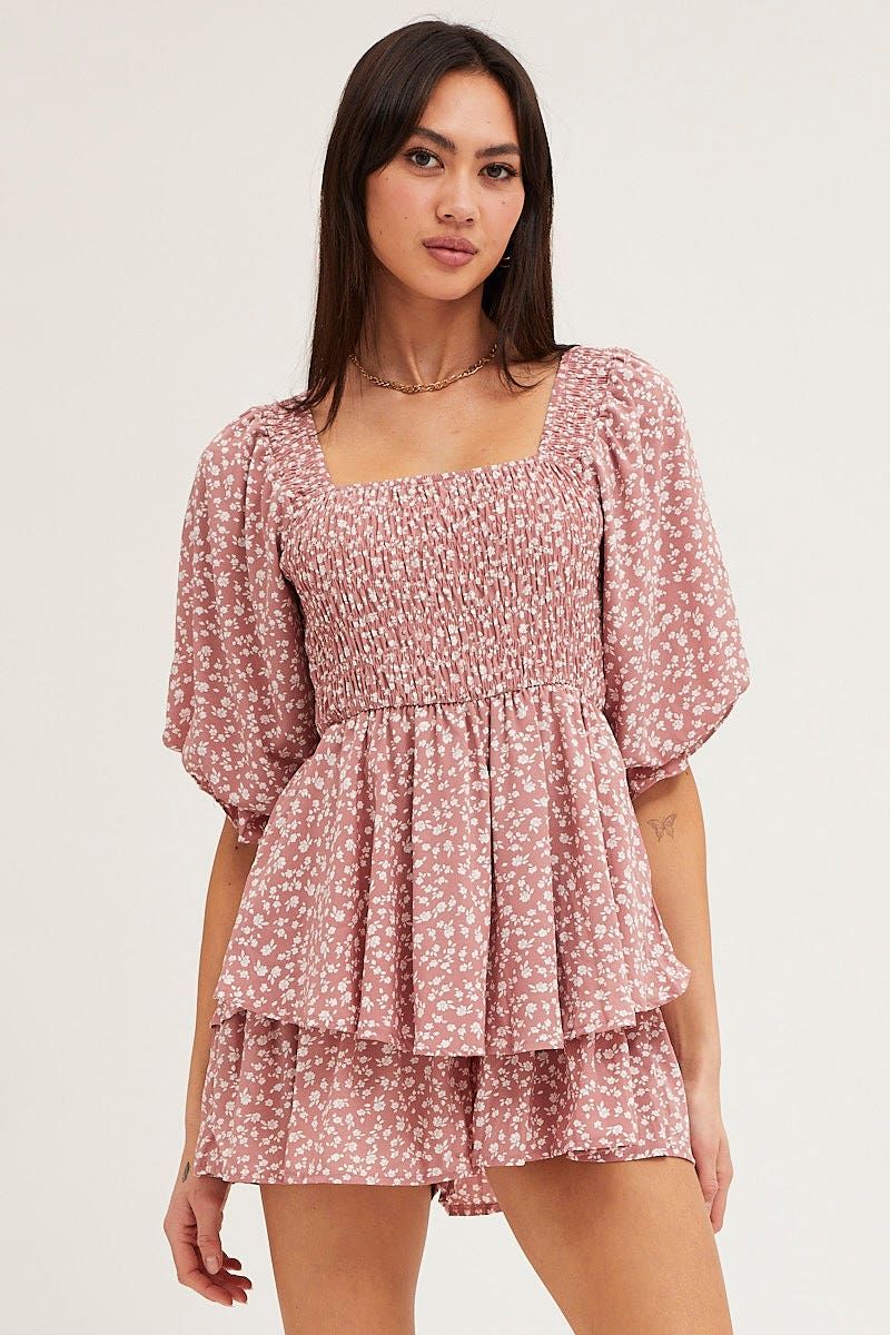 Print Playsuit Short Sleeve Square Neck sold by Ally Fashion product image thumbnail 3