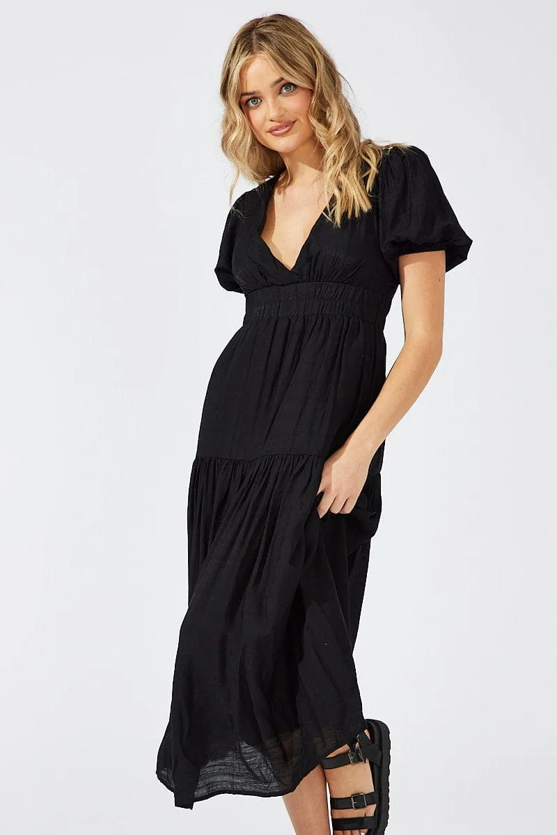 Black Maxi Dress Puff Sleeve sold by Ally Fashion product image thumbnail 2