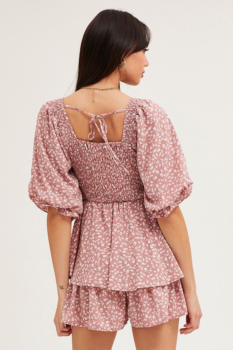 Print Playsuit Short Sleeve Square Neck sold by Ally Fashion product image thumbnail 5