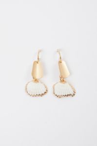 Gold Shell Drop Hoop Earrings sold by Ally Fashion