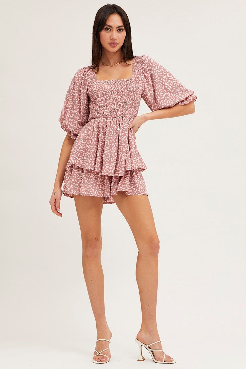 Print Playsuit Short Sleeve Square Neck sold by Ally Fashion product image thumbnail 2