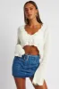 White Crochet Cardigan V Neck Cropped sold by Ally Fashion