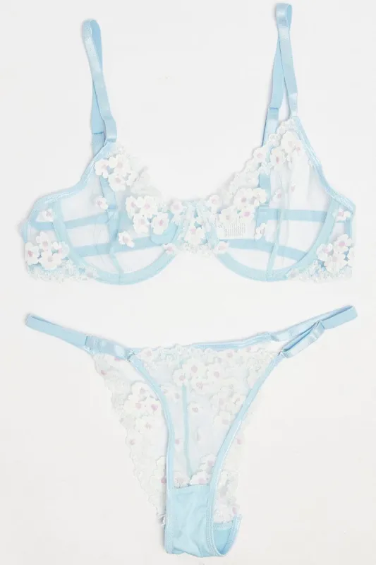 Blue Embroidery Lingerie Set sold by Ally Fashion