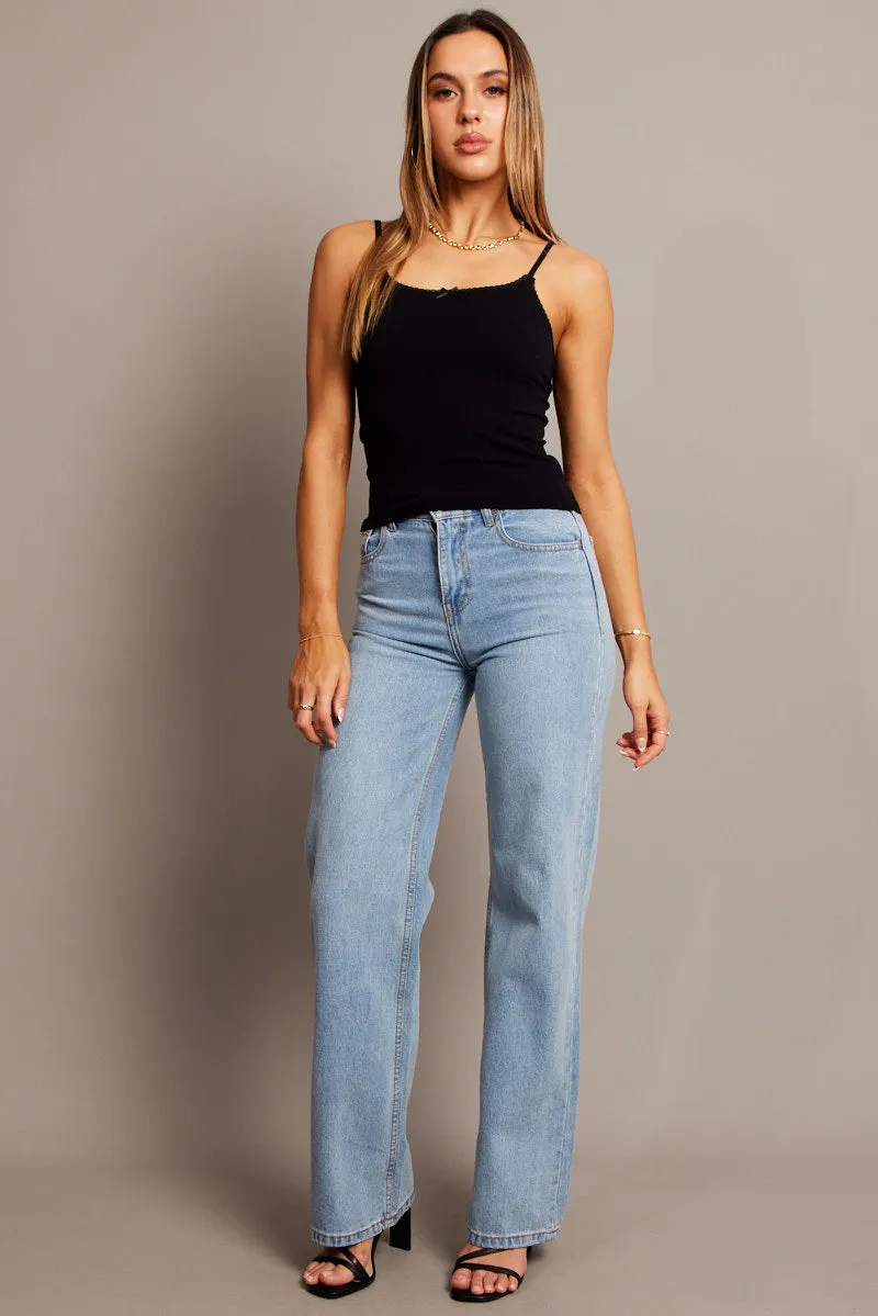 Black Singlet Top Lace Trim Seamless sold by Ally Fashion product image thumbnail 2