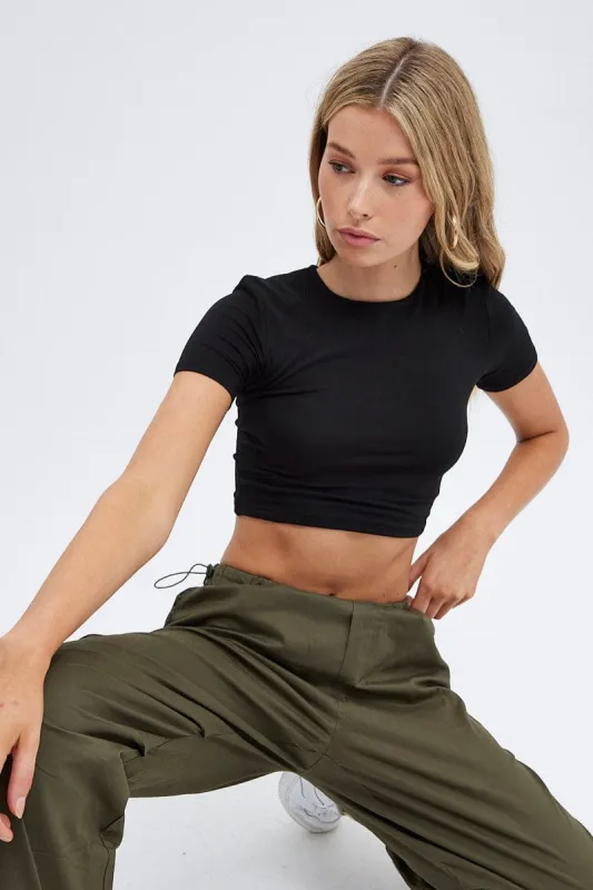 Black T Shirt Short Sleeve Crew neck sold by Ally Fashion