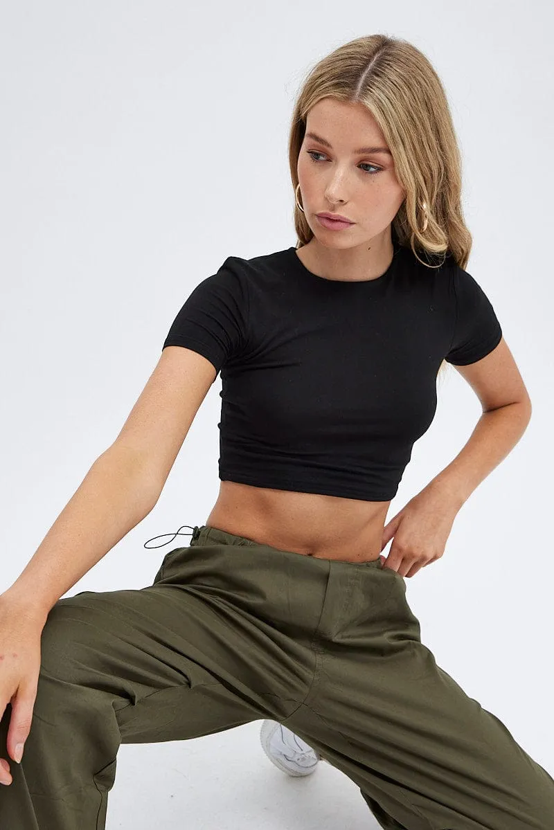 Black T Shirt Short Sleeve Crew neck sold by Ally Fashion