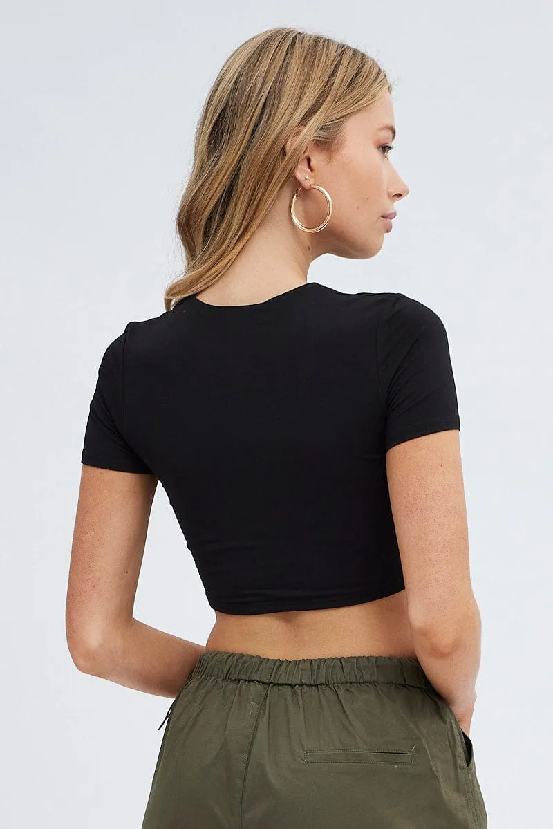 Black T Shirt Short Sleeve Crew neck sold by Ally Fashion product image thumbnail 5