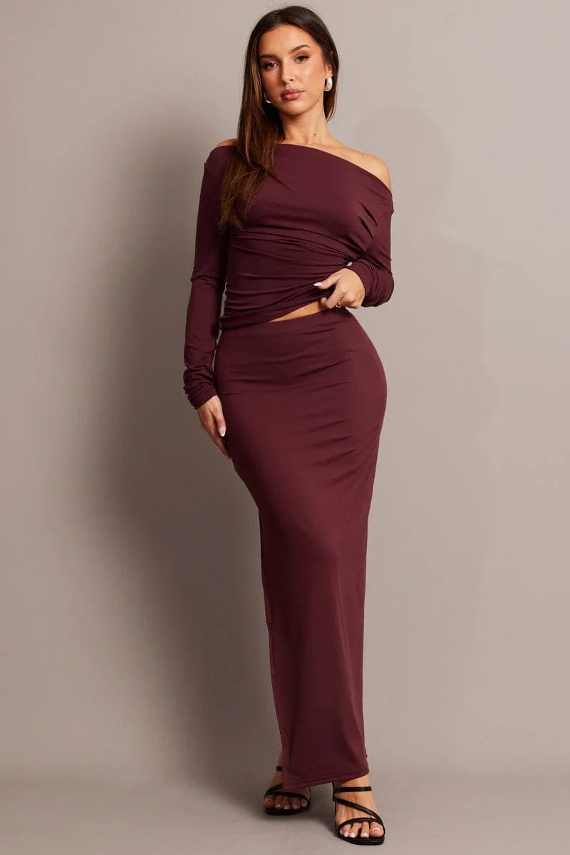 Red Supersoft Maxi Skirt Side Split sold by Ally Fashion product image thumbnail 3