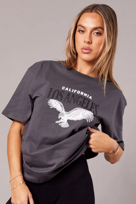 Grey Graphic Tee Short Sleeve sold by Ally Fashion