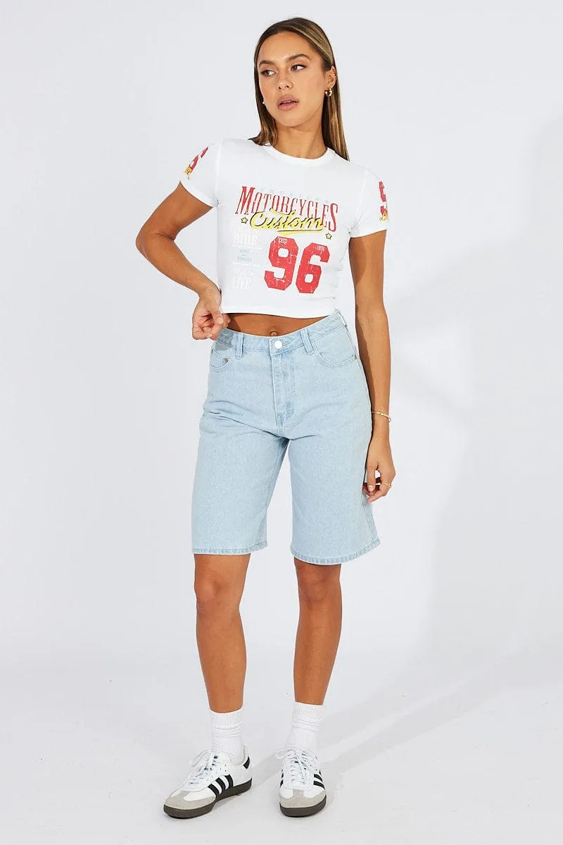 White Graphic Tee Short Sleeve sold by Ally Fashion product image thumbnail 2