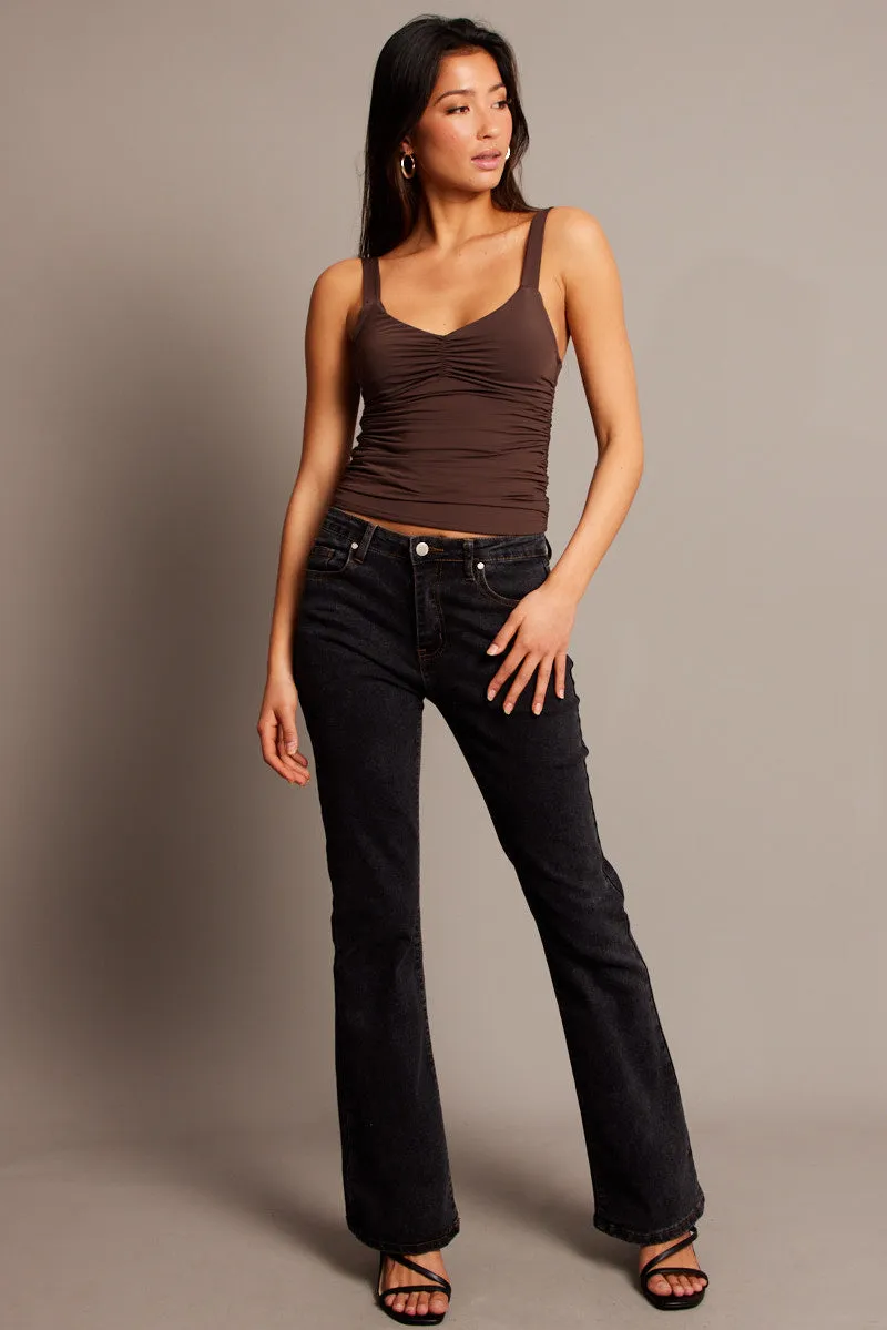 Brown Sleeveless Tank Square V-neck sold by Ally Fashion product image thumbnail 2