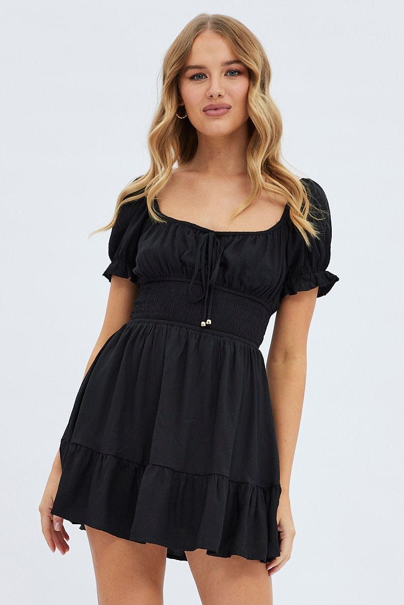 Black Fit And Flare Dress Short Sleeve Mini sold by Ally Fashion product image thumbnail 3