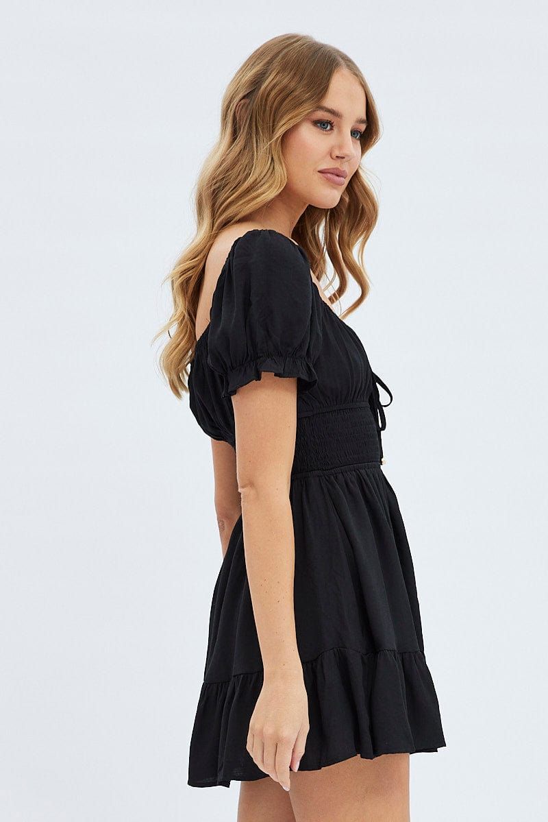 Black Fit And Flare Dress Short Sleeve Mini sold by Ally Fashion product image thumbnail 4