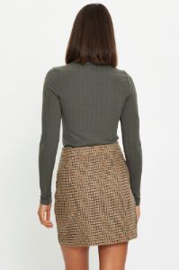 Check Mini Skirt Front Slit sold by Ally Fashion