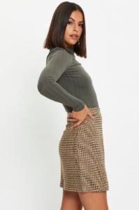 Check Mini Skirt Front Slit sold by Ally Fashion