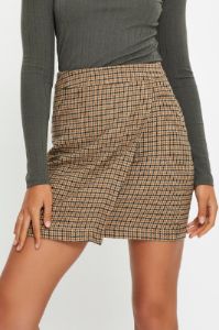 Check Mini Skirt Front Slit sold by Ally Fashion