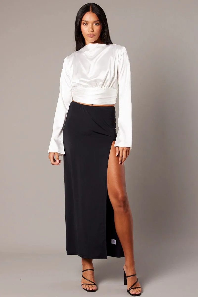 White Backless Top Flared Sleeve High Neck Blouse sold by Ally Fashion product image thumbnail 2