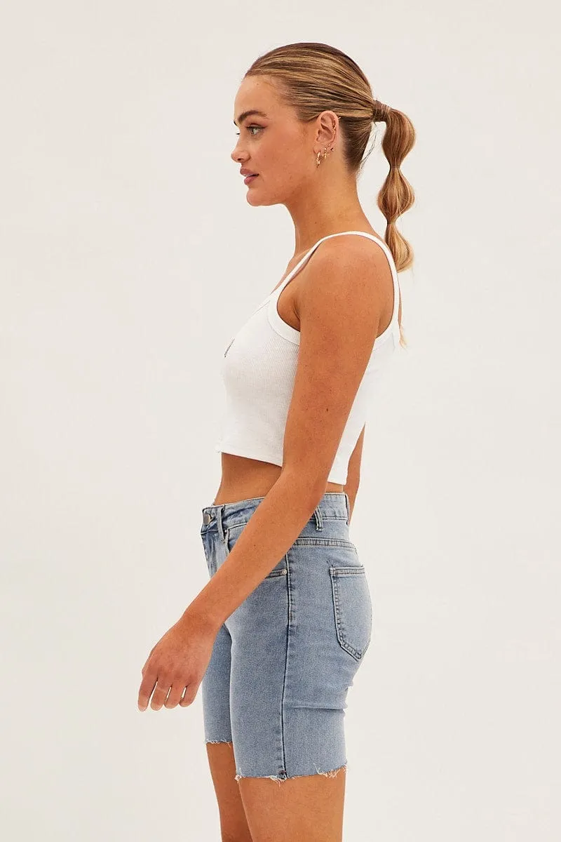 Blue Mid Rise Denim Shorts sold by Ally Fashion product image thumbnail 4