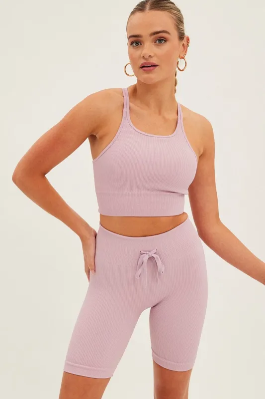 Purple Seamless Activewear Singlet Basic Top sold by Ally Fashion