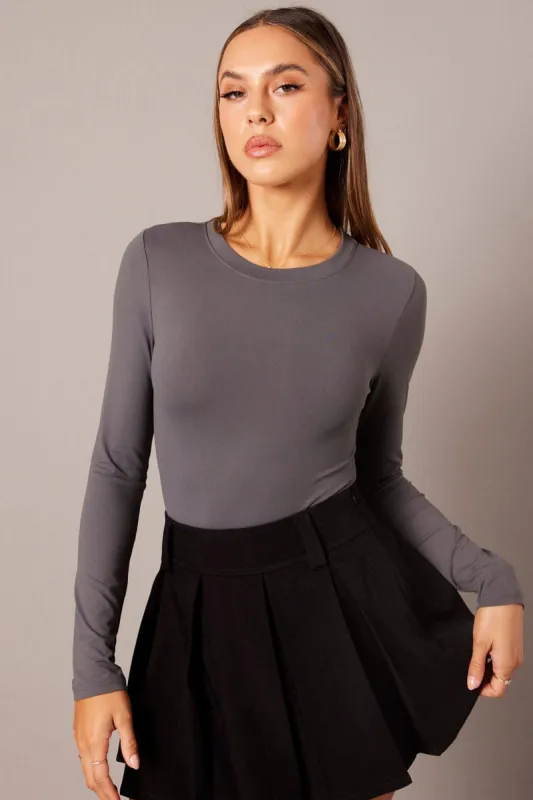 Grey Supersoft Bodysuit Long Sleeve sold by Ally Fashion