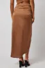 Brown Ruched Maxi Skirt Draped Satin Skirt sold by Ally Fashion